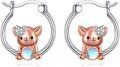wholesale 925 Sterling Silver Piglet Moonstone Hoop Earrings for Women-0-0