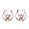 wholesale 925 Sterling Silver Piglet Moonstone Hoop Earrings for Women-0-0