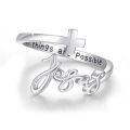 wholesale 925 Sterling Silver Jesus Cross Ring All Things Are Possible Engraved Open Band-0-0