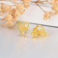 wholesale Gold Honeycomb Heart with Bees 925 Sterling Silver Stud Earrings for Women - Christmas Gift Idea-0-2