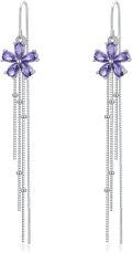 wholesale 925 Sterling Silver Cubic Zirconia Drop Earrings w/Flower & Butterfly Charm-0-0