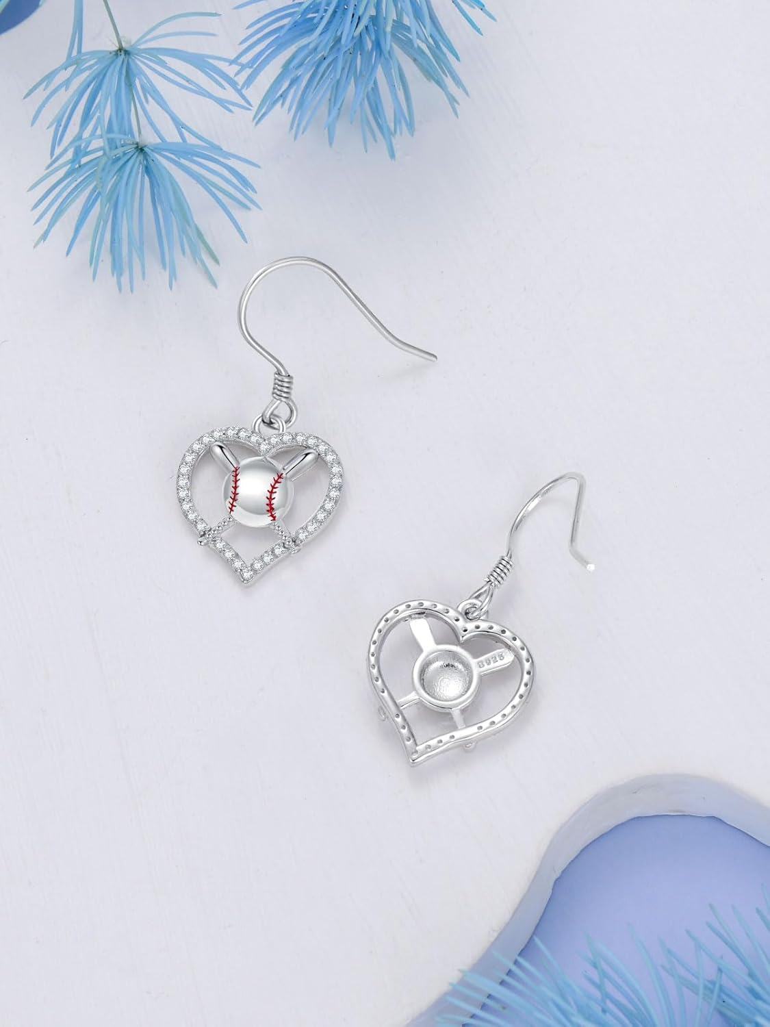  Sterling Silver Sports Earrings for Women Soccer Basketball Volleyball Softball Football Tennis Dangle Jewelry -0-4