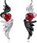 wholesale 14K Gold 925 Heart Angel Wings Red Crystal Stud Earrings for Women-0-0