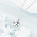 wholesale 925 Sterling Silver Basketball Pendant Necklace with CZ Stones for Sports Lovers Gifts-0-2
