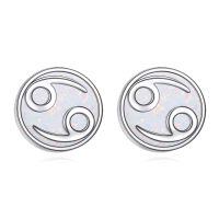 wholesale 925 Sterling Silver Cancer Zodiac Sign Stud Earrings With Iridescent Inlay-Cancer (6.22-7.22)