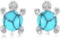 wholesale 925 Sterling Silver Turquoise Sea Turtle Stud Earrings - Hypoallergenic Ocean Jewelry-0-0