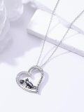 wholesale 925 Sterling Silver Heart-Shaped Cat with Yarn Ball Pendant Necklace - Perfect Gift for Cat Lovers-0-2