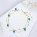 wholesale 14K Gold Turquoise Beaded Ankle Anklet for Women - Adjustable Size 7-9 Fashion Foot s-0-4