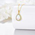 wholesale 14K Gold White Opal Teardrop Pendant Necklace with Cubic Zirconia Accents for Women - Elegant s-0-3