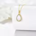 wholesale 14K Gold White Opal Teardrop Pendant Necklace with Cubic Zirconia Accents for Women - Elegant s-0-3