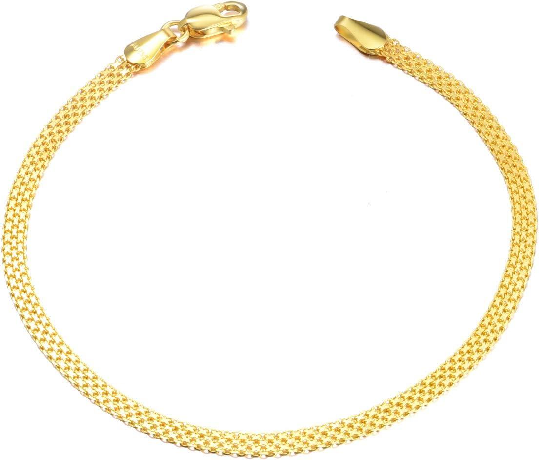 wholesale 18K Gold Solid Italian Mesh Link Chain Bracelets for Women Fine Jewelry Gifts (2 8mm Width 6 4 7 5 )-7.5 Inch