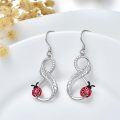 wholesale 925 Sterling Silver Ladybug Feather Drop Earrings for Women and Girls-0-1