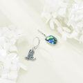 wholesale 925 Sterling Silver Abalone Shell Cowboy Boots & Circle Pendant Drop Earrings-0-2
