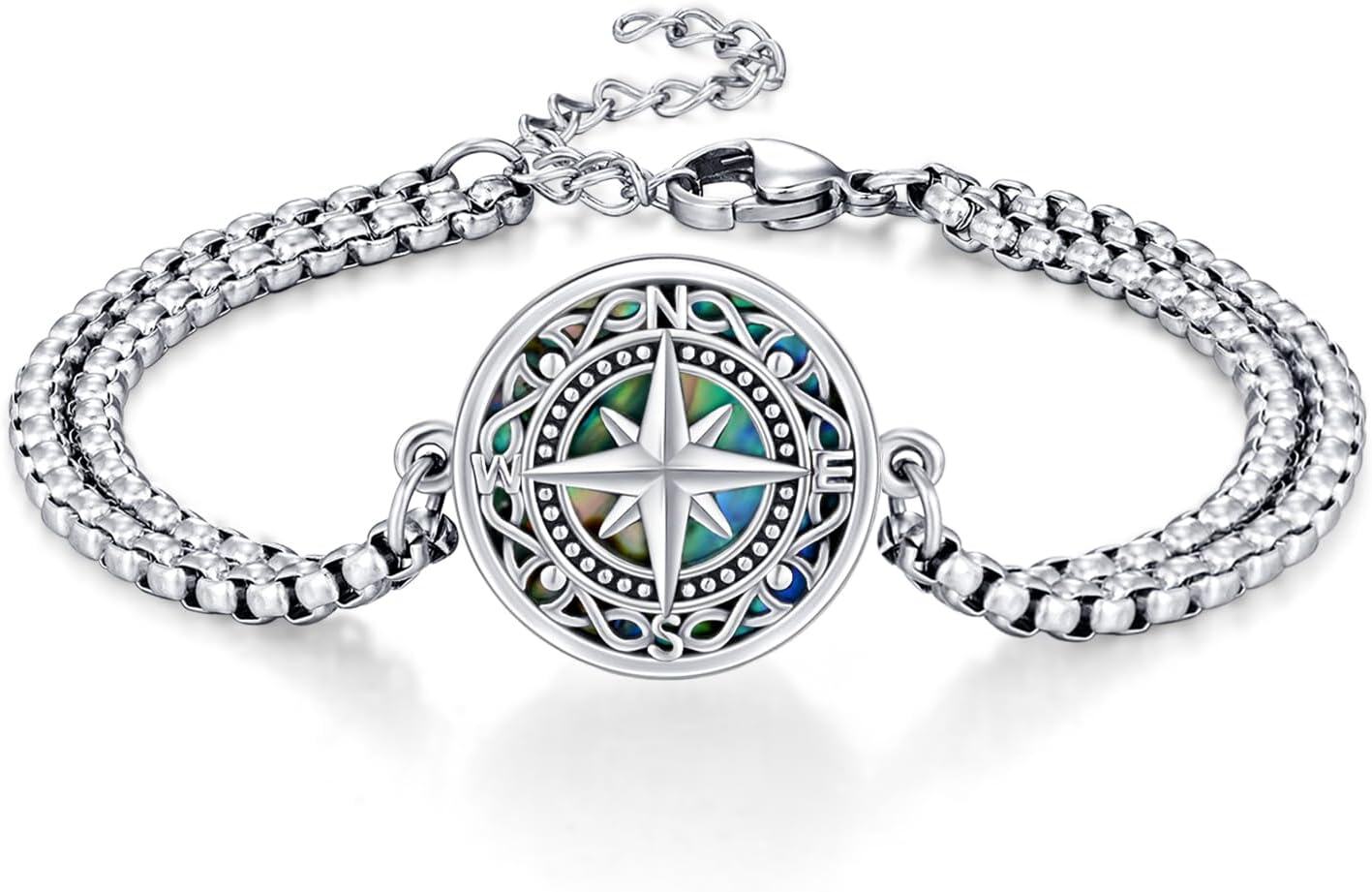  Sterling Silver Celtic Compass Bracelet for Women with Stone -0-1