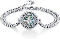 wholesale 925 Sterling Silver Celtic Compass Bracelet for Women with Abalone Shell Stone-Compass
