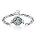 wholesale 925 Sterling Silver Compass Abalone Shell Double Chain Bracelet-0-0