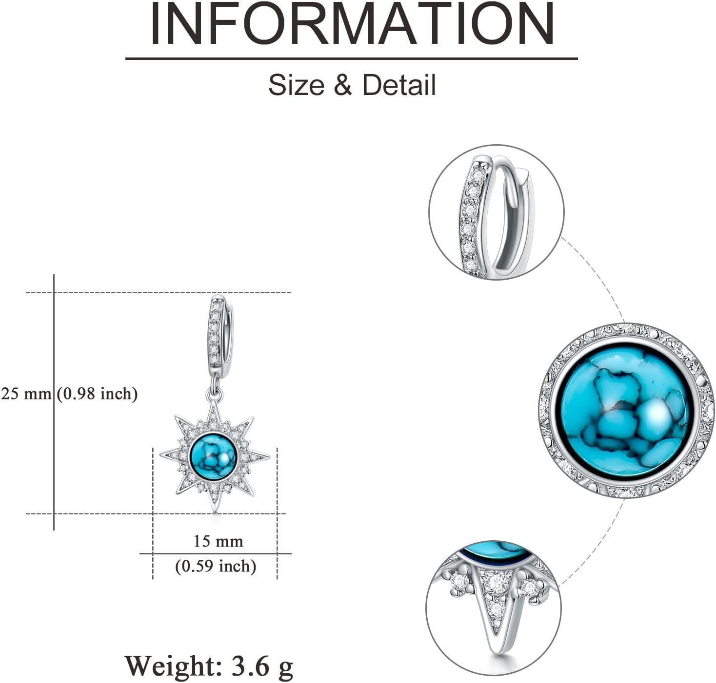 925 Sterling Silver Starburst Turquoise Drop Earrings - Gemstone s for Her-0-4