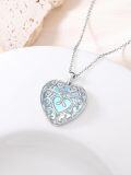 wholesale 925 Sterling Silver Blue Moonstone Heart Filigree Pendant Necklace-0-4