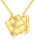 wholesale 10K Gold Square Puzzle Design Cubic Zirconia Pendant Necklaces Minimalist Fine s for Women and Teenage Girl-0-0