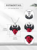 wholesale 925 Sterling Silver Red Heart Gothic Bat Skull Pendant Necklace-0-5