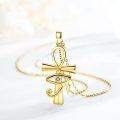 wholesale 925 Sterling Silver Gold Plated Ankh Eye Of Horus Crystal Pendant Necklace For Women-0-3