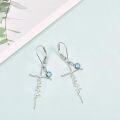 wholesale 925 Sterling Silver Birthstone Faith Cross Dangle Earrings Hypoallergenic Christian Gifts-0-1