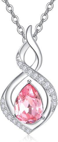 wholesale 925 Sterling Silver Infinity Birthstone Necklace for Women Mom Wife Mother s Day Gift-10 Oct