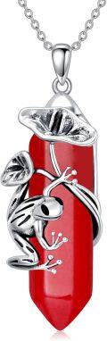 wholesale  Sterling Silver Quartz Frog Pendant Necklace Gift for Women Mom -0-25