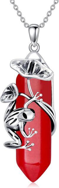 wholesale  Sterling Silver Quartz Frog Pendant Necklace Gift for Women Mom -Jan-01