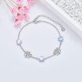 wholesale 925 Sterling Silver Heart Celtic Knot Bracelet with Opalite Beads and Chain Link Design for Women Girls  6-8 Adjustable Length-0-3
