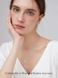wholesale 18K White Gold Plated Sterling Silver Moissanite Diamond Moon and Star Necklace with Zircons, 0.5ct D Color VVS1-0-2