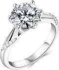wholesale TOUPOP 1 Ct Round Moissanite Engagement Ring For Women 14k White Gold Plated Moissanite Wedding Rings For Women D Color Vvs1 Promise Ring For Her Anniversary Valentine's Day Gifts For Wife Girlfriend -0-0