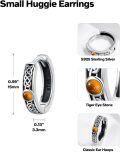 wholesale 925 Sterling Silver Tiger Eye Stone Norse Viking Celtic Knot Huggie Hoop Earrings for Women and Men (Unisex)-0-2