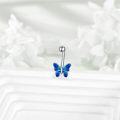wholesale 925 Sterling Silver Butterfly Belly Button Ring with Blue Opal Stone Flower Piercing Jewelry for Women Hypoallergenic-0-4