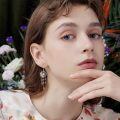 wholesale 925 Sterling Silver Dreamcatcher Rose Gold Flower Feather Drop Earrings-0-58
