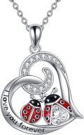 wholesale 925 Sterling Silver Red Black Enamel Ladybug Heart Pendant Necklaces for Women Gift-0-0