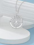 TOUPOP Sterling Silver Compass Pendant Necklace For Women Men Birthday Anniversary Gift-0-2