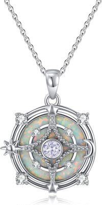 wholesale 925 Sterling Silver White Opal & Zircon June Birthstone Pendant Necklace-06 Jun -White
