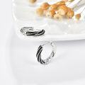 wholesale 925 Sterling Silver Twist Design Black Sleeper Hoops - Hypoallergenic Small Ear Cuffs for Women & Men-0-1