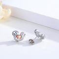 wholesale 925 Sterling Silver Heart-Shaped Otter Stud Hoop Earrings-0-3