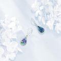 wholesale 925 Sterling Silver Abalone Shell Blue Orchid Drop Earring Set for Women Gifts-0-5