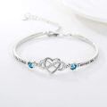 wholesale 925 Sterling Silver Adjustable Infinity Heart Bracelet with Blue Crystal and Engraved Message for Women-0-1