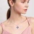 wholesale 925 Sterling Silver Blue Crystal Rose Pendant Necklace for Women - December Birthstone -0-1