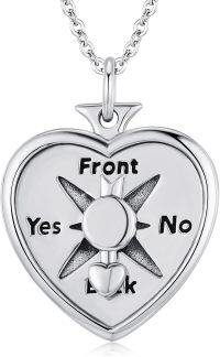 wholesale 925 Sterling Silver Heart-Shaped Celtic Knot Compass Locket Necklace for Women-Compass #3
