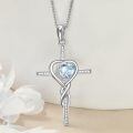 TOUPOP Sterling Silver Aquamarine Cross Infinity Pendant Necklace-0-7