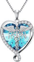 wholesale  925 Sterling Silver Blue Topaz Birthstone Caduceus Pendant Nurse Necklace for Women-0-0