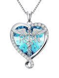 wholesale  925 Sterling Silver Blue Topaz Birthstone Caduceus Pendant Nurse Necklace for Women-0-0