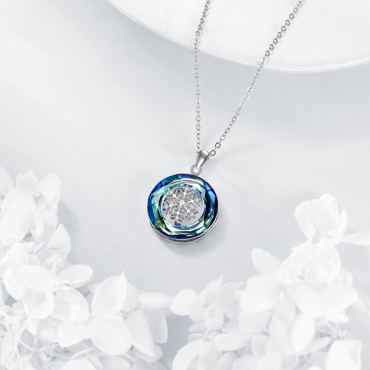 Sterling Silver Snowflake Pendant Necklace for Women Christmas Birthday Jewelry Gift-0-3