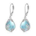 wholesale 925 Sterling Silver Teardrop Earrings Wholesale With Blue Gemstone And Scroll Design-0-23