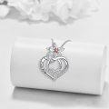 wholesale 925 Sterling Silver I Love You Mom Heart Pendant Necklaces with Red Crystal Flowers and Cubic Zirconia Stones Gifts for Mother's Day Birthday Christmas Anniversary-0-3